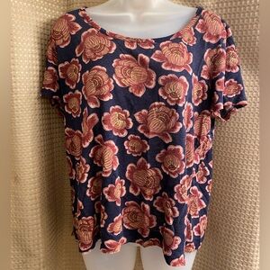 Ann Taylor Women’s Short Sleeved Pink and Blue Floral Top